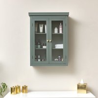 Melody Maison Green Glass Fronted Wall Cabinet 75cm X 57cm in Dark Green | Size: 75 cm X 57 cm