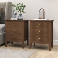 Melody Maison Pair Of 3 Drawer Bedside Tables - Hales Dark Wood Range in Dark Brown