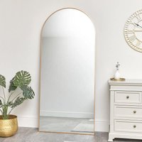 Melody Maison Large Antique Gold Arched Wall / Leaner Mirror - 180cm X 80cm in Metallic Gold | Size: 180 cm X 80 cm