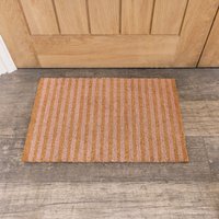 Melody Maison Pink & Natural Stripe Print Coir Door Mat in Pale Pink