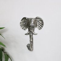 Melody Maison Silver Elephant Head Wall Hook in Metallic Silver