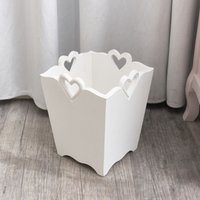 Melody Maison White Wooden Bin With Heart Cut Out