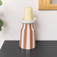 Melody Maison Large Burnt Orange Striped Pillar Candle Holder - 28cm