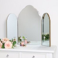 Melody Maison Antique Gold Arched Triple Vanity Mirror 60cm X 72cm in Metallic Gold | Size: 60 cm X 72 cm
