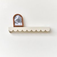 Melody Maison Large Pale Taupe Scalloped Wall Storage Shelf - 61cm in Beige