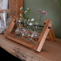 Menkind #Winning Propagation Vases Set With Chic Wooden Stand in Brown
