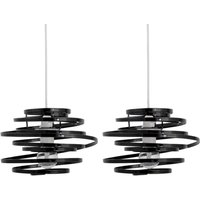 First Choice Lighting Set of 2 Black Metal Swirl Easy Fit Light Shades