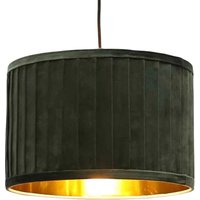 First Choice Lighting Sundance - Dark Green Velvet Pleated 30cm Lamp Shade with Gold Inner
