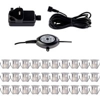First Choice Lighting Set of 30 - 30mm IP67 Warm White LED Decking Kit with Photocell in Silver