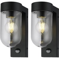 First Choice Lighting Set of 2 Parnie - Black Motion Sensor Outdoor Wall Lights