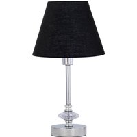First Choice Lighting Chrome Jewelled Table Lamp with Black Shade in Silver