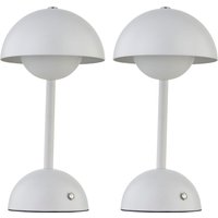 First Choice Lighting Eleanor - White LED Rechargeable Touch Table Lamps Twin Pack