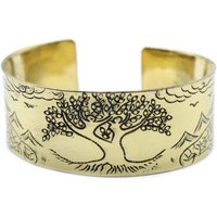 KDMD Women's Brass Tibetan Mantra Bracelet - Tree of Life in Gold
