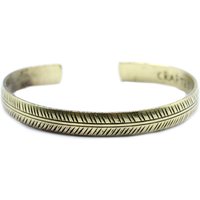 KDMD Women's Brass Tibetan Bracelet - Slim Tribal Leaf in Yellow