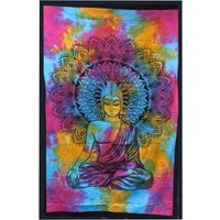 Single Cotton Bedspread + Wall Hanging Peaceful Buddha