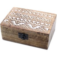 Washed Wooden Box 6x4 Slavic Design Brown