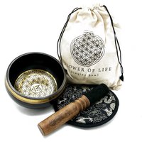 Hand Beaten & Engraved Singing Bowl Gift Set 14cm Flower Life