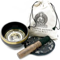 Hand Beaten & Engraved Singing Bowl Gift Set 14cm Teachings Buddha
