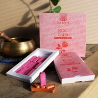 KDMD Pack of 15 Natural Incense Smudge Bricks & Burner - Rose Wood in Pink