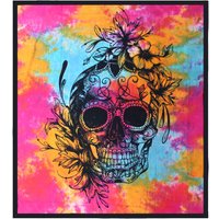 Double Cotton Bedspread + Wall Hanging Day Dead Skull