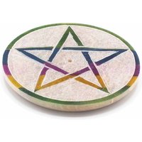 Soapstone Disc Incense Holder 8cm Pentagon