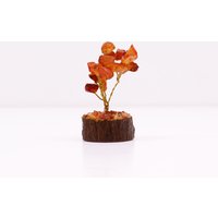 Mini Gemstone Tree On Wood Base Carnelian
