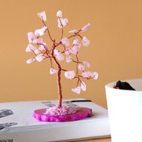 Gemstone Tree Rose Quartz on Agate Base