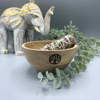 Wooden Smudge & Ritual Offerings Bowl Tree Life 13x7cm 13x7 cm