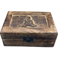 Medium Wooden Keepsake Box 15x10x6cm Buddha x 10 x 6 cm