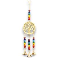 Indian Chimes Brass Tree Life Chakra Beads 3 Bells