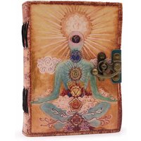 KDMD Leather "Buddha Seven Chakra" Deckle-edge Notebook in Brown