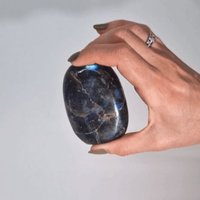 KDMD Madagascar Labradorite Tomb Stone (approx 80-100gms 50-70mm) in Black