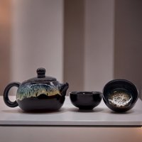 Herbal Glaze Teapot Set Pot & Two Cups