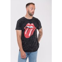 The Rolling Stones Classic Tongue Snow Wash T-Shirt in Black | Size: Small