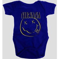 Nirvana Inverse Grunge Smile Baby Grow in Blue | Size: 3-6 m