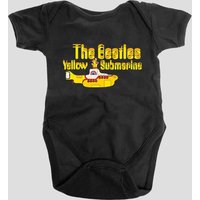 Beatles Yellow Submarine Logo Baby Grow in Black | Size: 6-9 m
