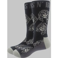 Guns N Roses Monochrome Skulls Ankle Socks in Black