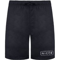 Nicce Men's Stretch Waist Black Graphic Logo Plinth Swim Shorts | Size: Medium