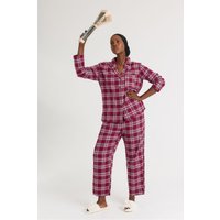 Pretty You London Women's Plaid Pyjama Set in Wine | Size: 12-14