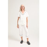 Pretty You London Women's Luxury Suite Waffle Short Shirt Trouser Set in White | Size: 12-14