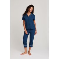 Pretty You London Women's Luxury Suite Waffle Short Shirt Trouser Set in Blue | Size: 12-14