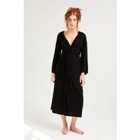Pretty You London Women's Bamboo Frill Kimono in Black | Size: Large/XL