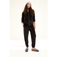 Pretty You London Women's Velour Hoody Jogger Set in Black | Size: 12-14