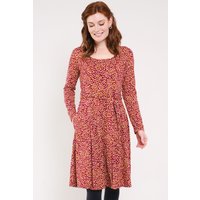 Cotton Fit & Flare Tie Belt Midi Dress