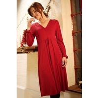 V Neck Long Sleeve Midi Dress Dark