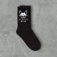 60 SECOND MAKEOVER Women's Beware Crazy French Bulldog Lady Black Socks