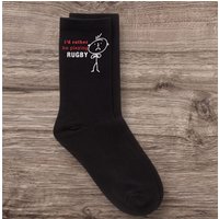 60 SECOND MAKEOVER Men's Rather Be Playing Rugby Black Calf Socks