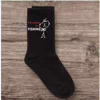 60 SECOND MAKEOVER Men's I'd Rather Be Fishing Black Calf Socks