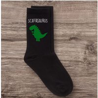 60 SECOND MAKEOVER Men's Scaffolder Dinosaur Scaffasaurus Black Calf Socks