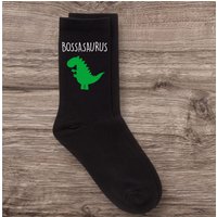 60 SECOND MAKEOVER Men's Boss Dinosaur Bossasaurus Black Calf Socks